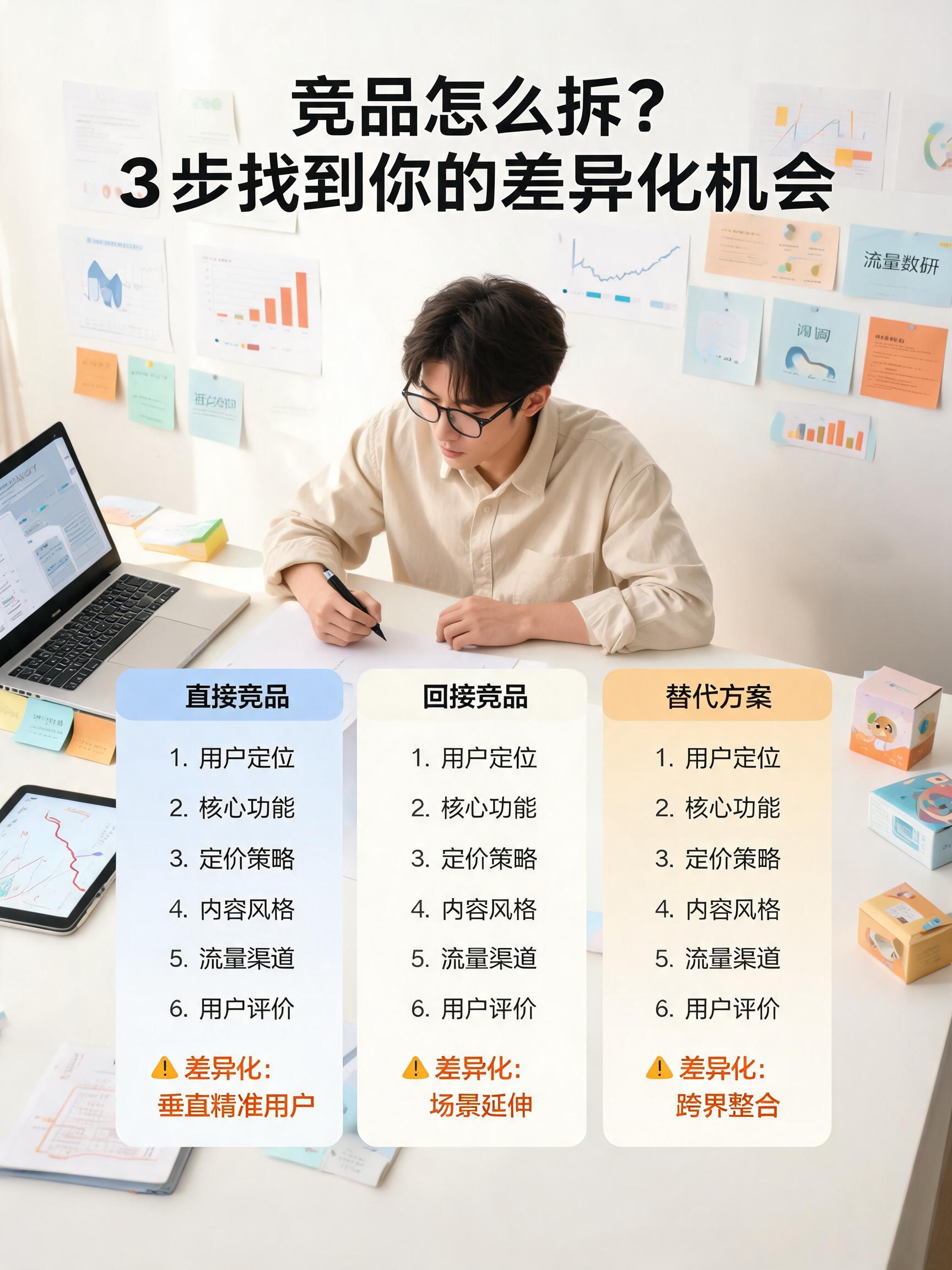 竞品怎么拆？3步找到你的差异化机会