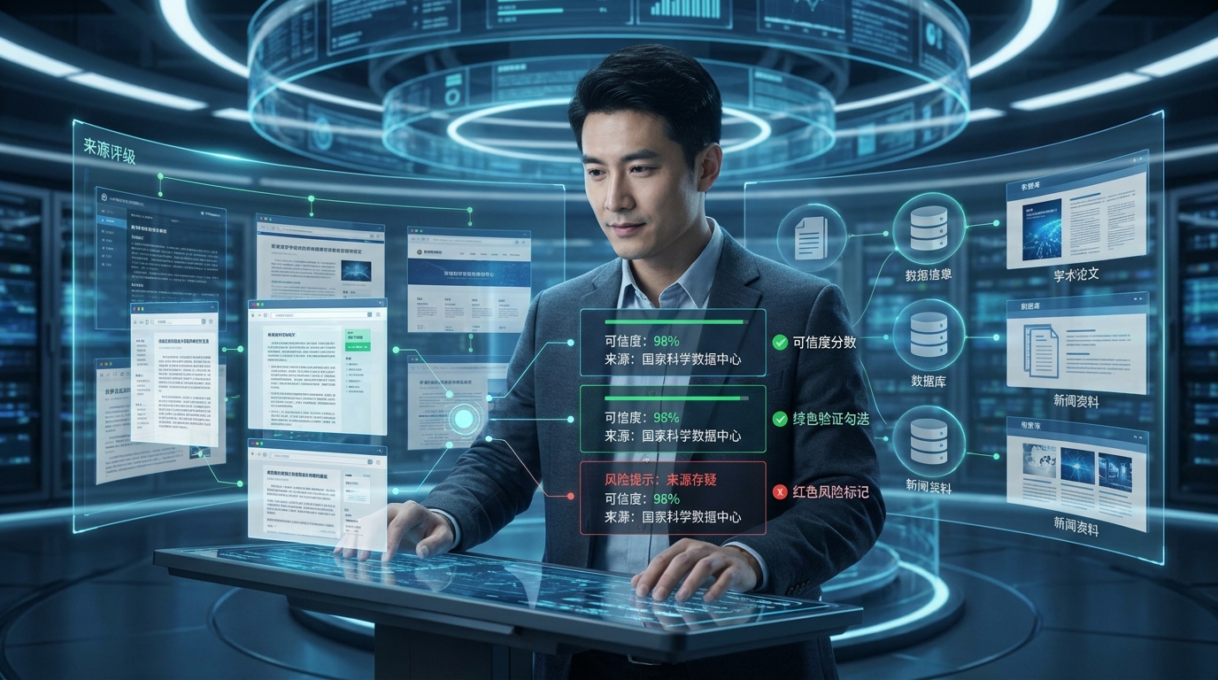 AI检索多来源信息并进行可信度筛选