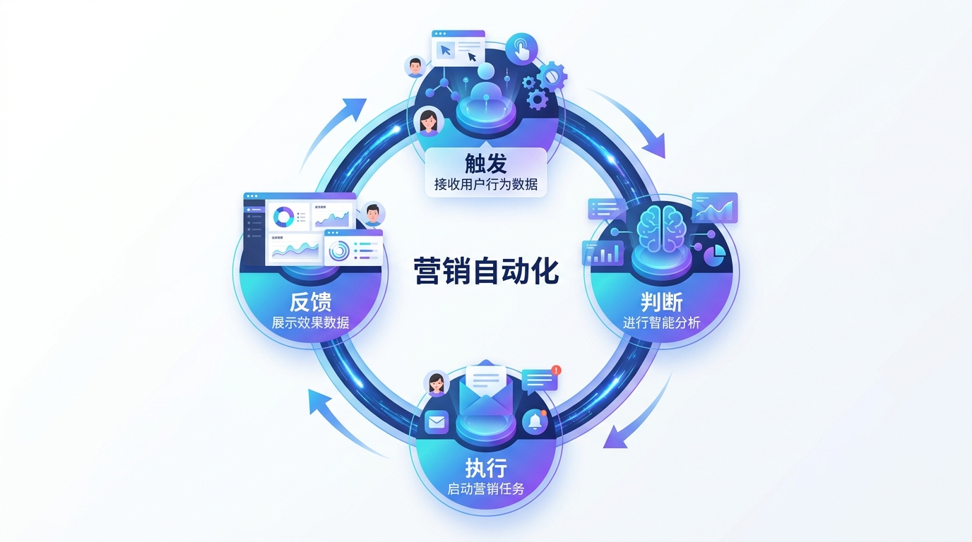 营销自动化触发—判断—执行—反馈流程图
