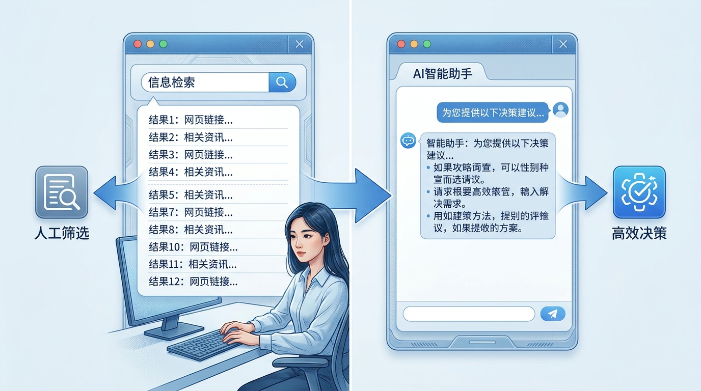 用户从搜索信息到向AI寻求决策建议的路径变化