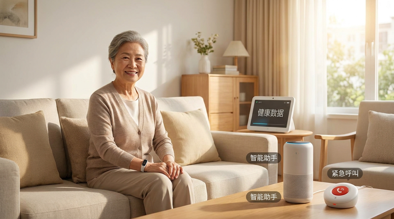 老人居家生活与智能养老设备的温馨场景