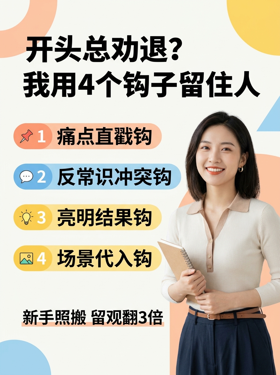开头总劝退？我用4个钩子留住人