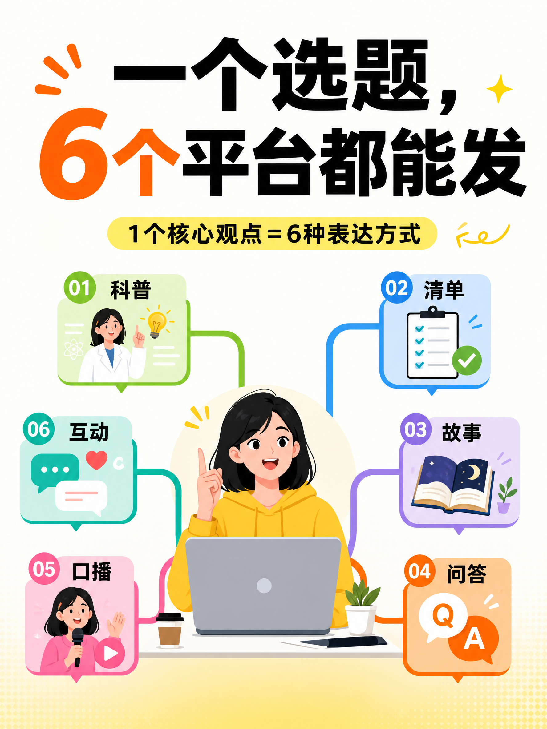 一个选题，6个平台都能发