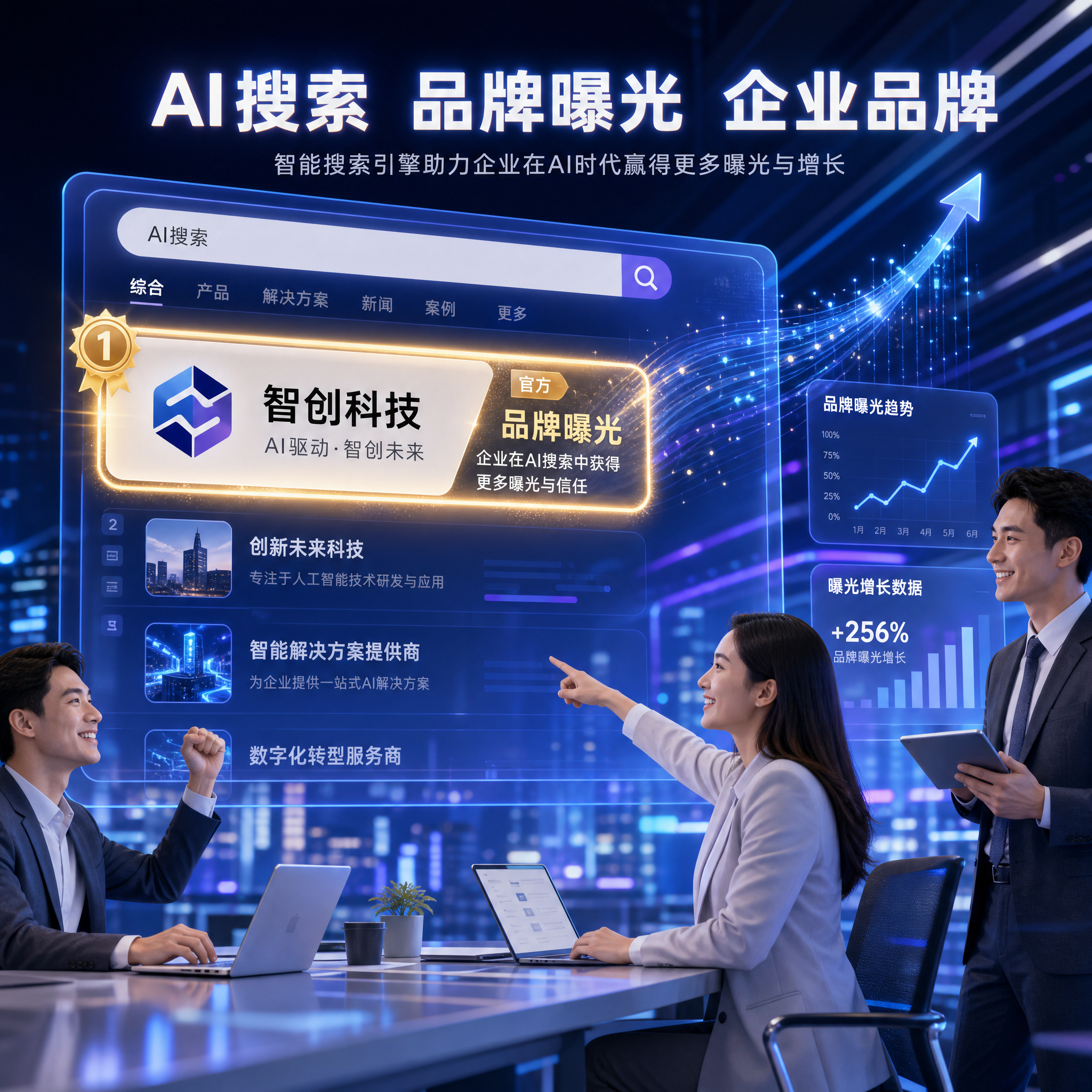 企业在AI搜索中获得品牌曝光的场景示意