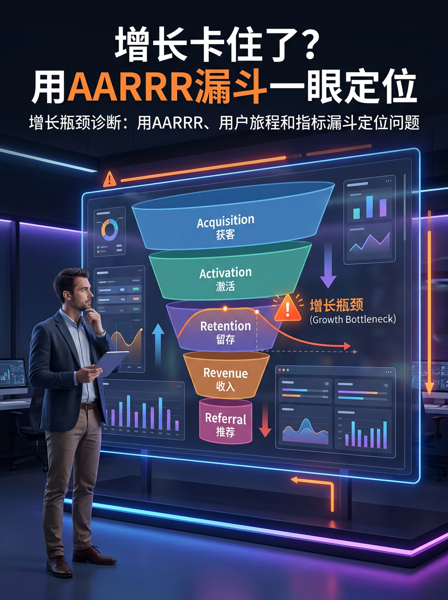 增长卡住了？用AARRR漏斗一眼定位